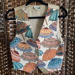 Vintage Umbrella Patterned Vest